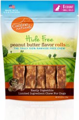 Canine Naturals Hide Free Peanut Butter Flavor Roll Dog Chew Treat, Small
