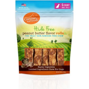 Canine Naturals Hide Free Peanut Butter Flavor Roll Dog Chew Treat, Small