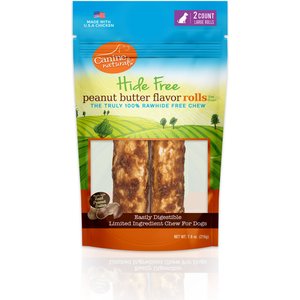 Canine Naturals Hide Free Peanut Butter Flavor Roll Dog Chew Treat, 2 count