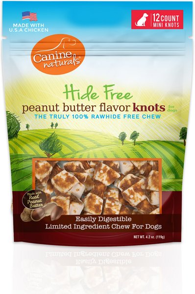 Canine Naturals Hide Free Peanut Butter Mini Knot Dog Chew Treat, 12 count slide 1 of 10
