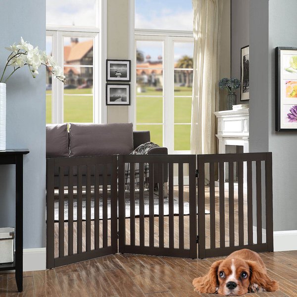 Unipaws 36-in 3 Panel Free Standing Dog & Cat Gate, Black