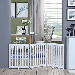 Unipaws 3 Panel Free Standing Dog Gate, White, Medium
