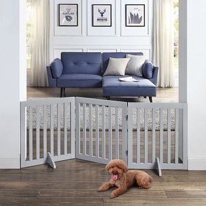 Unipaws 3 Panel Free Standing Dog Gate, Gray, Medium