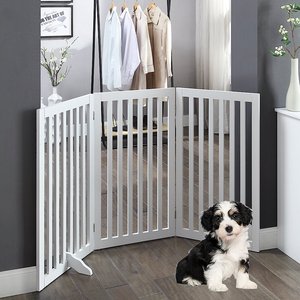Unipaws 3 Panel Free Standing Dog Gate, White, Large
