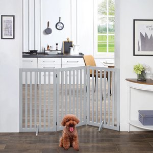 Unipaws 3 Panel Free Standing Dog Gate, Gray, Large