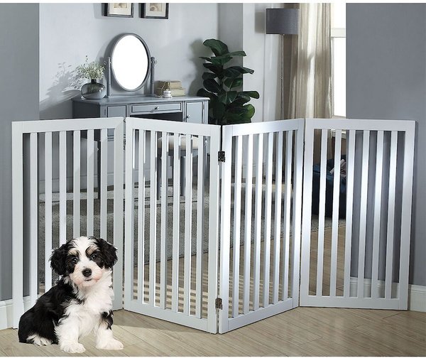 Unipaws 4 Panel Free Standing Dog Gate, White, Large slide 1 of 8