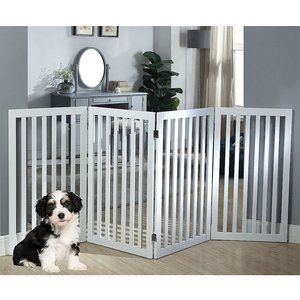 Unipaws 4 Panel Free Standing Dog Gate, White, Large