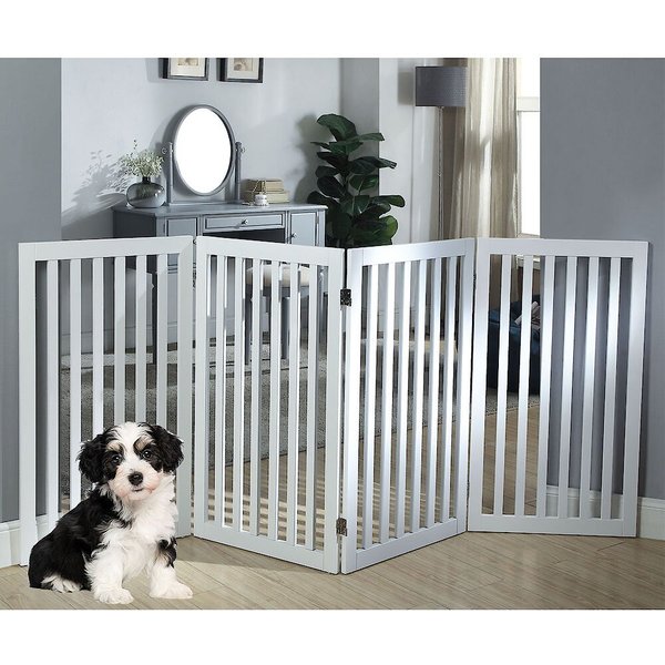 Out of Stock UNIPAWS 4 Panel Free Standing Dog Gate, White, Large