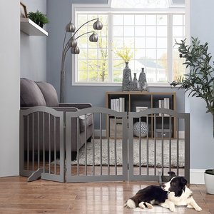 Unipaws 3 Panel Arched Dog Gate, Gray, Medium