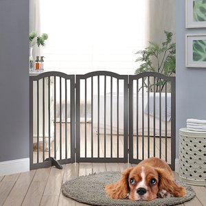 Unipaws 3 Panel Arched Dog Gate, Gray, Large