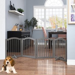 Unipaws 4 Panel Arched Top Dog Gate, Gray, Medium