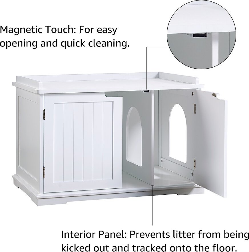 UNIPAWS Decorative Cat Litter Box Enclosure, White