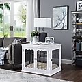 Unipaws End Table Wooden Dog Crate, White, 32 inch