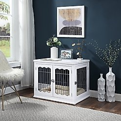 Unipaws End Table Wooden Dog Crate, White, 32 inch slide 2 of 8