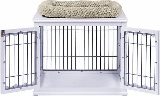 Unipaws End Table Wooden Dog Crate, White, 32 inch