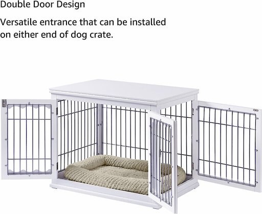 Unipaws End Table Wooden Dog Crate, White, 32 inch