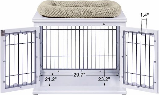 Unipaws End Table Wooden Dog Crate, White, 32 inch