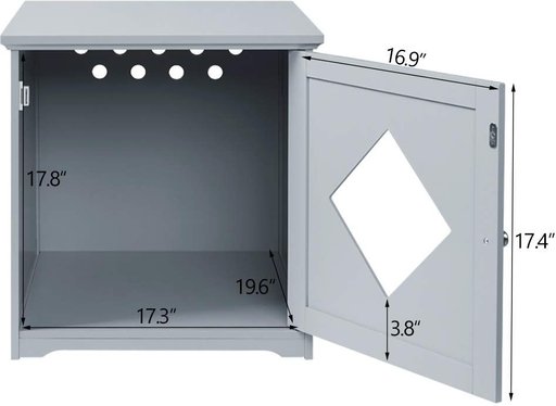 Unipaws Decorative Diamond-Design Cat Litter Box Enclosure, White