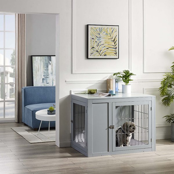 UNIPAWS Furniture Style Dog Crate, Weathered Gray, Large