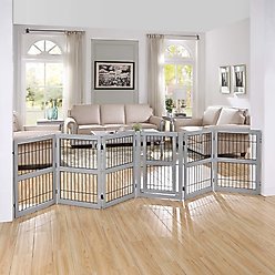 Unipaws 6 Panel Wooden Wire Dog Gate