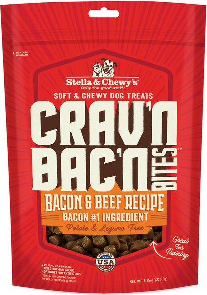 Stella & Chewy's Crav'n Bac'n Bites Bacon & Beef Recipe Dog Treats, 8.25-oz bag slide 1 of 2