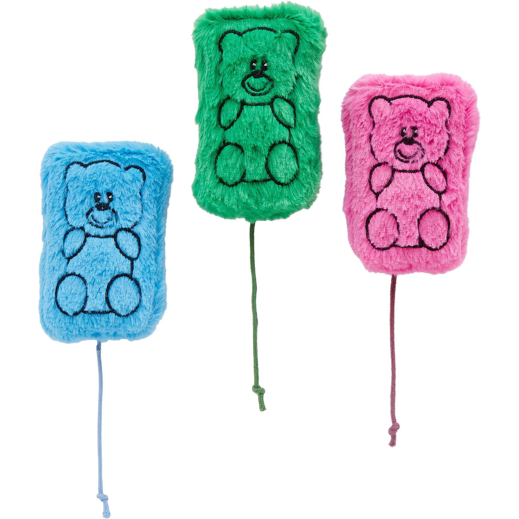 Discontinued FRISCO Zoomies & Chill Gummy Bear Plush Cat Toy with Catnip, 3 count