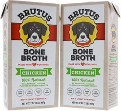 Brutus Broth Bone Broth Chicken Flavor Hip & Joint Human-Grade Dog Food Topper, 32-oz, 2 count