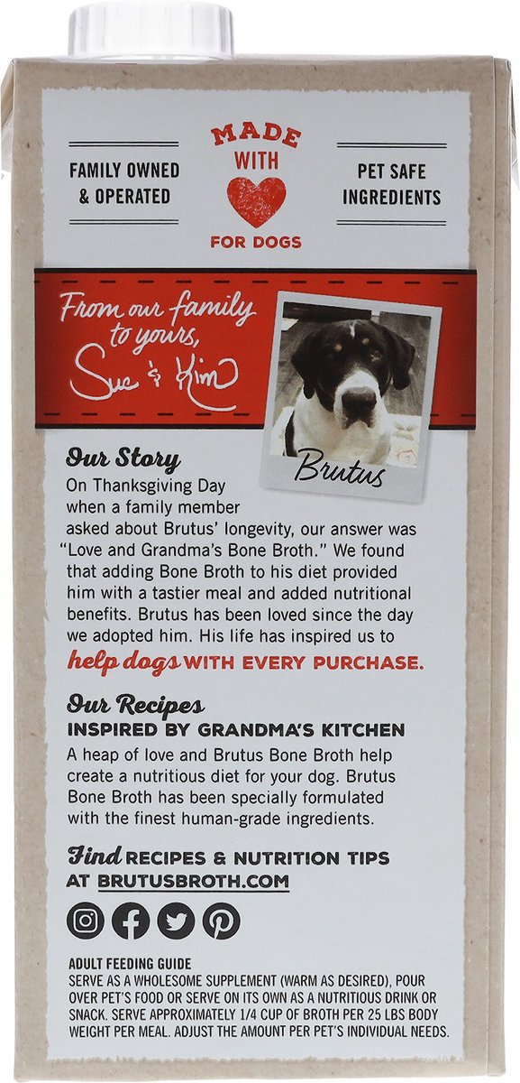BRUTUS BROTH Bone Broth Chicken Flavor Hip & Joint HumanGrade Dog Food Topper, 32oz, 2 count