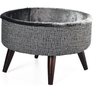 Cat Craft 16-in Round Bed Wooden Legs Elevated Cat Bed, Grey