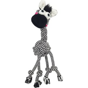 Frisco Zebra Rope Squeaky Dog Toy, Black & White, Small/Medium