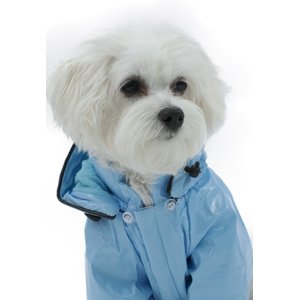 Pet Life Two-Tone PVC Waterproof Adjustable Dog Raincoat, Light Blue, Medium