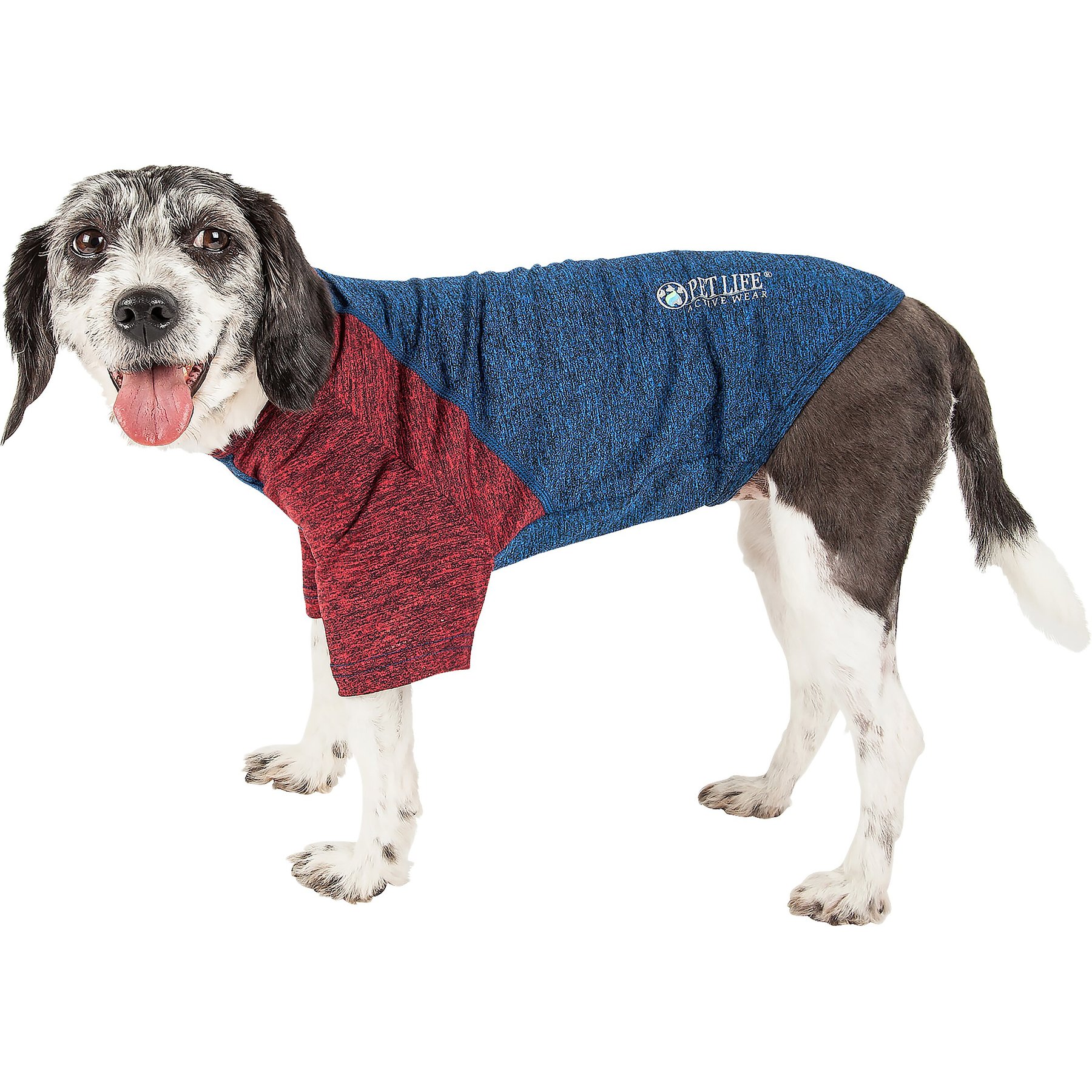 Pet Life Active Hybreed 4-Way Stretch Two-Toned Performance Dog T-Shirt, Blue/Maroon, Large