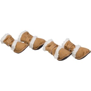 Pet Life Shearling Duggz Dog Shoes, 4 count, Brown & White, Large