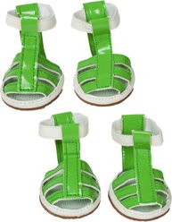 Pet Life Buckle-Supportive PVC Waterproof Dog Sandals, 4 count, Neon Green, Medium