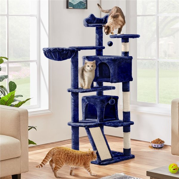 Yaheetech 57-in Plush Cat Tree & Condo, Navy Blue slide 1 of 9
