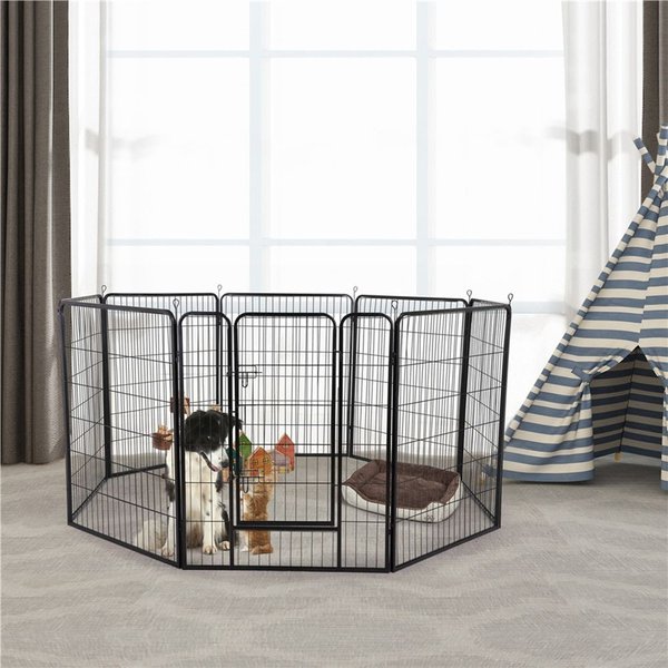 YAHEETECH 8Panel Dog Exercise Pen, Black, 40in