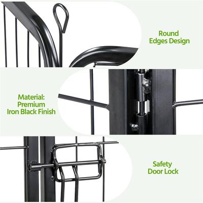 Show full view: Yaheetech Heavy Duty Metal Dog & Cat Playpen, Black, 40-in, 8-panel slide 6 of 11