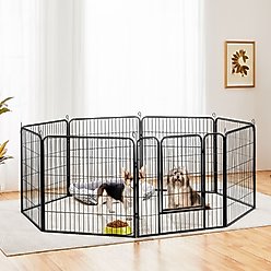 Yaheetech 8-Panel Dog Exercise Pen, Black, 32-in