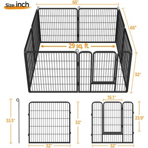 Yaheetech 8-Panel Dog Exercise Pen, Black, 32-in W x 32-in H