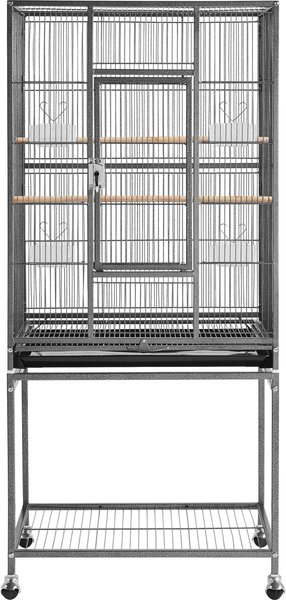 Yaheetech 53.7-in Parrot Bird Cage & Stand, Hammered Black, Large slide 1 of 9