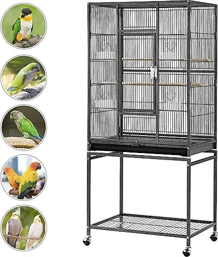 Yaheetech 53.7-in Parrot Bird Cage & Stand, Hammered Black, Large