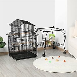 Yaheetech 55-in Triple Roof Rolling Bird Cage, Black slide 2 of 8