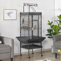 Yaheetech 61.5-in Rolling Parrot Cage & Playtop, Hammered Black