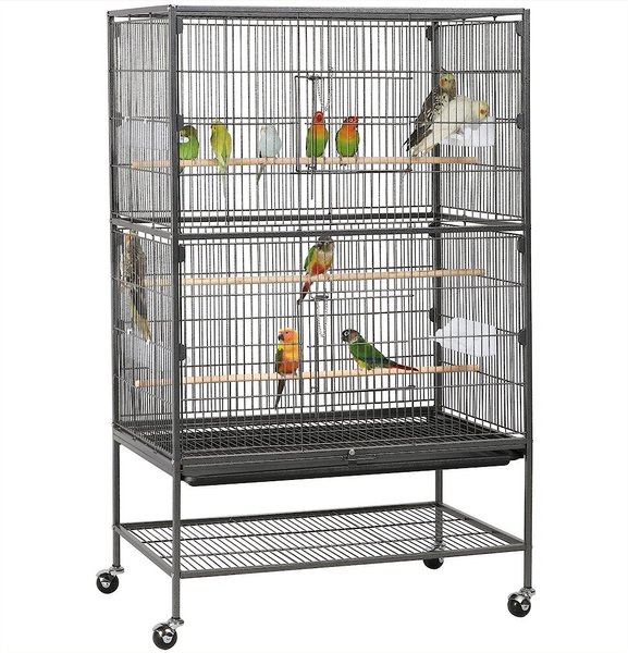 Yaheetech Large Bird Rolling Cage & Storage Shelf, Hammered Black, 52-in H slide 1 of 9