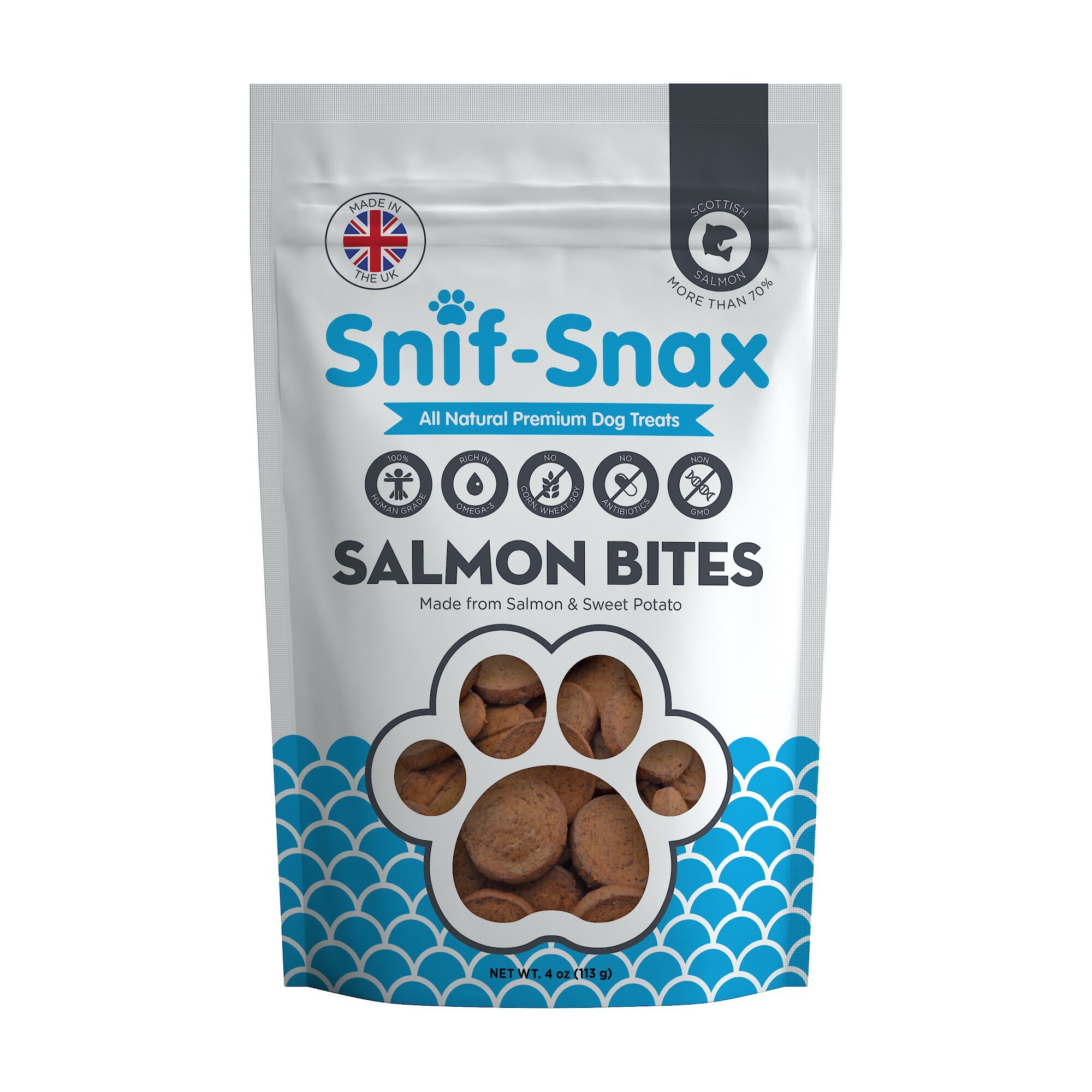 SNIF-SNAX Smoked Salmon & Sweet Potato Bites Grain-Free Dog Treats ...