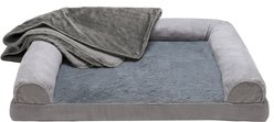 FurHaven Orthopedic Plush & Suede Sofa Dog & Cat Bed & Blanket, Gray, Large slide 2 of 9