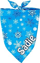 Frisco Blue Snowflakes Personalized Dog & Cat Bandana, Small