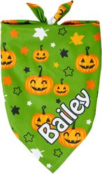 Frisco Halloween Pumpkins Personalized Dog & Cat Bandana, Green, Small