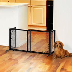 Richell Freestanding Metal Mesh Dog Gate, Black, Small
