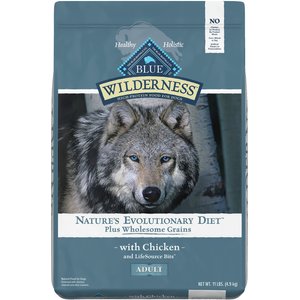 Blue Buffalo Wilderness Nature's Evolutionary Diet Plus Wholesome Grains Chicken, Oats & Barley Adult Dry Dog Food, 11-lb bag
